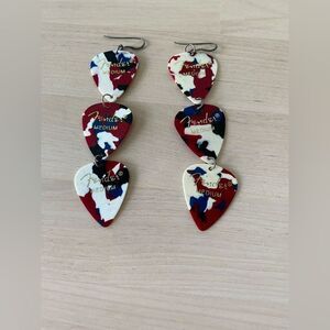 Multicolored Fender Pick Earrings with Sterling Silver Hook